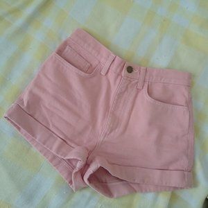 American Apparel Baby Pink Hi Rise Denim Shorts 🌸